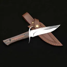 Promosyon Açık Survival Düz Taktik Bıçak D2 Ayna Lehçe Bowie Blade G10 Kolu Deri Kılıf Ile Sabit Bıçaklar Bıçaklar