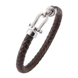 Nowy Design 925 Silver Ze Stali Nierdzewnej Charm Braid Prawdziwej Skóry Bransoletka Handmade Men Biżuteria