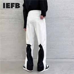 IEFB Trend Contrast Colour Suit Pants Niche Design Casual High Street Pantaloni casual personali Pantaloni da lavoro da uomo 210524