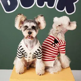 Stripe Pet Dog Odzież Bawełna Ciepły Pies Sweter Cardigan Dla Puppy Design Dog Coats Pullover Jacket Small Medium Chihuahua Perro 211007