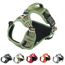 1000D Oxford Cloth Reflective Pet Dog Harness Service Vest with Vertical Handle Adjustable Collars For Big Medium s 211022