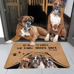 CLOOCL No Need To Knock Boxer-Fußmatte, 3D-gedruckt, „My Dog“, rutschfeste Tür-Bodenmatte, Dekor, Veranda, 40 x 60 cm Länge, 220301