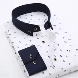 Patchwork Collar floral men's casual shirt Fashion long sleeve Print slim fit soft pocket 4xl male dress 210809