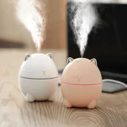 200ML Air Humidifier Cute Pet for Car Mini Household Small Aromatherapy Creativity Bear USB LED Night Lamp 210724