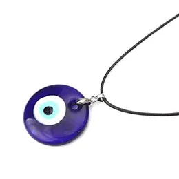Turkiet Blue Evil Eyes Pendant Halsband Alloy Chain Rock Amulet Smycken Läder Kedjor Handgjorda Emalj Evil-Eye Necklace