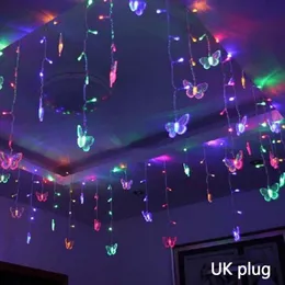 Party Decoration Color 4M Europejski LED Motyl Zasłony Sopel Light Wedding Bar String Outdoor Waterproof and Antifreeze