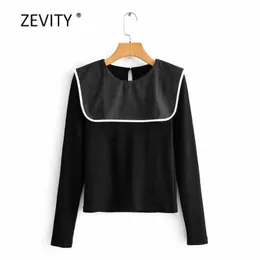 Kobiety Lato O Neck Patchwork Krój Koszulka Kobieta Chic Długi Rękaw Czarny Dorywczo Slim T Koszulki Rozrywka Topy T671 210603