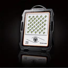 Lâmpada solar Floodlight Spotlight 100W 200W 300W 400W 600W Sensor de radar portátil Luz do jardim à prova d'água ao ar livre com controle remoto