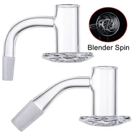 Blender Spin Quartz Banger Rökning Accessosire Cyclone Botten 10mm 14mm Hane Led Glas Bong 2mm Tjock Fasad Kant OD 20mm Olje Dib Rigg