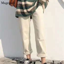 Pantaloni casual da donna Solid Chic Pant Womens Simple Tasche a vita alta Pantaloni dritti Harajuku coreani Arrivo 10385 210518