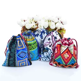 100pcs Chinese Style Cotton Linen Drawstring Bag Jewelry Packaging Pouch 10x12cm(4"x5") Wedding Christmas Gift Burlap Jute Bags