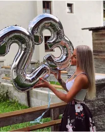 40 Zoll Rose Gold Silber Folie Anzahl Ballons große Ziffer Helium Geburtstag Kinder Spielzeug Figuren Hochzeit Luft Globos Party Dekoration