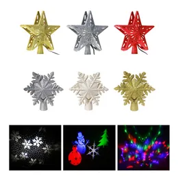 LED Julgran Topper Stjärnor Snowflake Projektorljus Glitter Treetop Decor Party Supplies