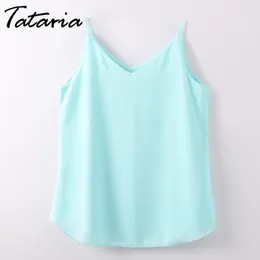 Kvinnor Halter Top Chiffong Tankar Camis Toppar Ärmlös Vest V Neck Blus Sommar DebbarDeur Femme Tank Kläder Dam Tataria 210514