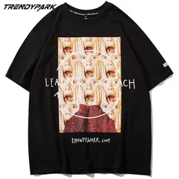 メンズTシャツ面白いショックを受けた少年プリント夏半袖ヒップホップ特大コットンカジュアル原宿ストリートウェアトップスTee Tシャツ210601