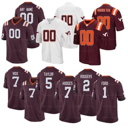 Anpassad Virginia Tech Hokies Football Jersey Michael Vick Bucky Hodges Ryan Willis Hendon Hooker Damon Hazelton ed Alla namnnummer college tröjor