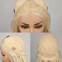 Lace Front Hand Knit Parting Felts Dreadlock 613 Blonde Black High Temperature 33*28 Synthetic Crochet Braid Wig For Womenfactory direct