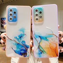 Gradient Marble Clear Phone Fodraler för Samsung S21 Plus A32 A52 A72 A12 A51 A71 Kamera linsskydd Mjuk TPU baklucka