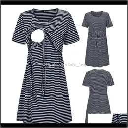 Roupas Maternidade Suprimentos Bebê, Crianças MaternidadeMaternidade Vestidos Mulheres Manga Curta Striped Mães Vestido de Enfermagem para Measfeeding Vesti