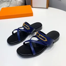 Sandali da donna Tacco grosso Pescatore Gladiatore Scarpe Classiche in pelle Half Drag 3D Casual Designer Pantofole da lettera Flip Flop Slides 35-42 scarpa piatta da donna