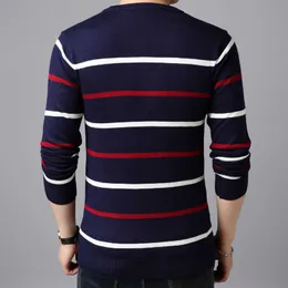 Miacawor ull tröja män randiga stickade tröjor pullover höst vinter dra homme casual suetter masculino y151 y0907