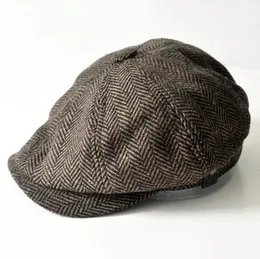 ビンテージイングランドスタイルニュースボーイ帽子ダークカラーデザイン男性と女性の普通のファッション帽子2スタイルマルチサイズ混合卸売