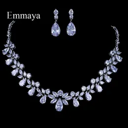 Emmaya luxo romântico branco jóias conjunto AAA Cubic Zircon pingente / brincos para mulheres conjuntos de jóias de casamento H1022
