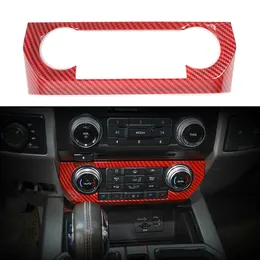 ABS Central Air Conditioning Control Panel Decoration Covers For Ford F150 15+ Red Carbon Fiber 1PCS