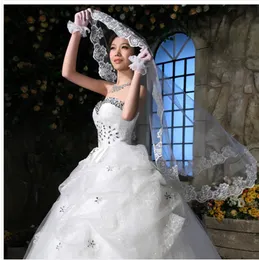 1 5 m lang, weiß, elfenbeinfarben, Hochzeitsaccessoires, Brautschleier, einlagig, mit Spitzenapplikation, 01206E