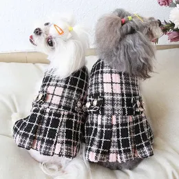 2020 Autumn Winter Newest Black Pink Plaid Design Rich Girl Dog Clothes Skirt Super Fashion and Comfortable Pet Dress