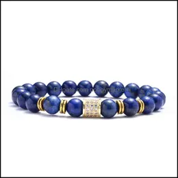 Braccialetti con ciondoli Gioielli Semplice Bracciale Lapis Lazi con micro intarsiato in rame naturale Consegna a goccia da donna 2021 Lib0C