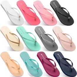 2021 Sommar Flip Flops Kvinnor Flat med Seaside Glazed Blue Beach Slippers Non-Slip Sand Grå Guld Vit Utrikeshandel Ten