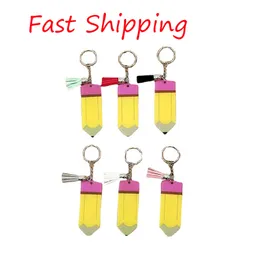 Party Personalized Pencil Keychain Acrylic Key Pendant DIY Name Keys Chain With Tassels Creative Graduation Party Gift