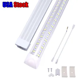 25st 8ft LED-butiksljus fixture -144W, 14400LM Tube, 6000K Cool White, V Formad 3 6 Row Light, No Ballast, Super Bright White, Lampor för garage