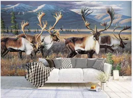 Custom photo wallpapers 3d murals wallpaper Modern hand-painted retro oil painting forest deer background wall decorative