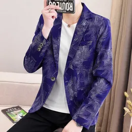 Fashion Printed Men Blazers Business Casual Blazer Slim Fit Masculine Spring Autumn Street Wear Social Dress Coat Costume Homme 210527