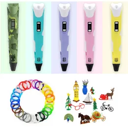 3D Drawing Pen with LED Screen And US/EU/UK Plug Adapter 3D Pen DIY Printing Pencil Compatible 1.75mm PLA ABS Filament Creative Toy Gift For Kids Design