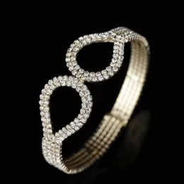 Fashion Gold Silver Color Rhinestones Cuff Bracelets Bangles Female Wedding Brand Charm Bracelet for Women Jewelry Gift Q0719