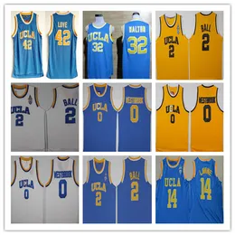 Мужчины UCLA Bruins College Basketball Jersey Russell WestBrook Lonzo Ball Zach Lavine Reggie Miller Bill Walton Kevin Love Shisted Blue белый желтый