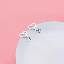 Jazaz Moda Coreano 100% 925 Sterling Silver Love Heart Brincos para Mulheres Redondo Cristal Zircão Dangle Candelabro