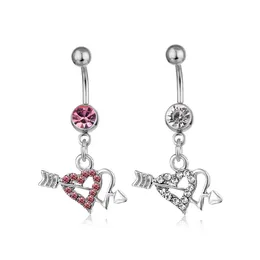 2024 Navel Rings YYJFF D0361( 2 colors ) two hearts Belly Button Navel Rings Body Piercing Jewelry