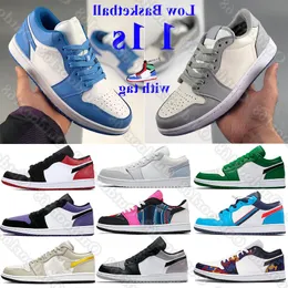 Shoes Low 1 1s Men Women Basketball UNC Paris grey black sail Sneakers nothing but net pine green midnight navy Trainers Keychain