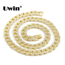 Men's and Women's Three-dimensional Zircon Chain Necklace, Gold-plated Finish, 15mm, 30in, Hip-hop Style, Miami, Cuba, High Quality Design, Q0809