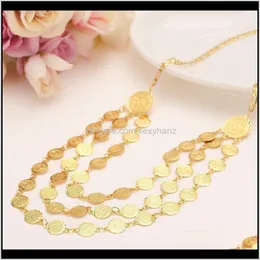 Pendant Necklaces & Pendants Jewelry45Cm High Quality Islam Chocker Chain Jewelry Arab Necklace Gold Color Africa Middle East Metal Coin /Is