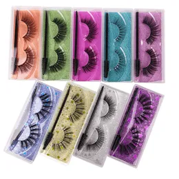 Falsche 3D-Wimpern, 1 Paar V-Linie-Augenwimpern aus Kunststoff mit Baumwollstiel, 15 Modelle mit Augenbrauenbürste, kostenloser Versand, 10