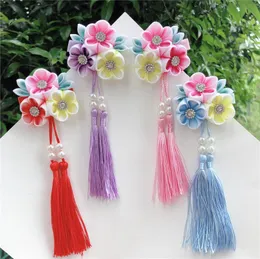 Hårtillbehör Stil och liten Flower Gradient Färg Antik Tassel Hairpin Hanfu Head Smycken Tjej