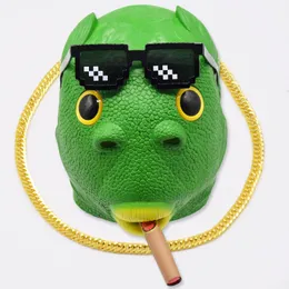 面白い緑の魚の墓手のおもちゃのパーティーマスクTik Tolkハロウィーンイースタープレイお祝いフードヘルメットラテックスギフトのインストールクールなアーティファクト
