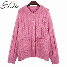 Mulheres Primavera Inverno Grosso Sweater Cardigans Manga Longa Surpreenda Colares Caquetes De Malha Botão Up Corean Chic Cardigan Top 210430