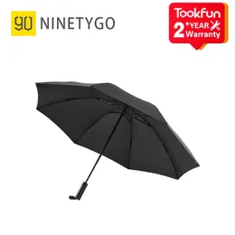 NINETYGO Soligt paraply Fullautomatisk omvänd vikning Belysning Paraply Vuxen Anti-UV Regnig Vindtät Bärbar Strand Parasol 210320