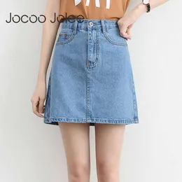 Jocoo Jolee Summer Denim Mini Skirt Women Korean High Waist A-Line Skirt Plus Plus Size Harajuku Short Jean Skirtsミニマリスト210619